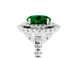 White gold Double Halo Round Cut Emerald Pavé Band with Four-Prong Setting_5