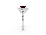 White gold Double Halo Round Cut Garnet Pavé Band with Four-Prong Setting_2