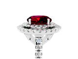 White gold Double Halo Round Cut Garnet Pavé Band with Four-Prong Setting_5