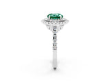 White gold Double Halo Round Cut Green Sapphire Pavé Band with Four-Prong Setting_2