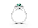 White gold Double Halo Round Cut Green Sapphire Pavé Band with Four-Prong Setting_3
