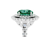 White gold Double Halo Round Cut Green Sapphire Pavé Band with Four-Prong Setting_5