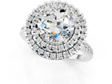 White gold Double Halo Round Cut Moissanite Pavé Band with Four-Prong Setting_1