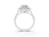 White gold Double Halo Round Cut Moissanite Pavé Band with Four-Prong Setting_3