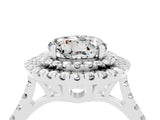 White gold Double Halo Round Cut Moissanite Pavé Band with Four-Prong Setting_4