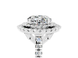 White gold Double Halo Round Cut Moissanite Pavé Band with Four-Prong Setting_5