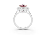 White gold Double Halo Round Cut Morganite Pavé Band with Four-Prong Setting_3