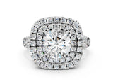 White gold Double Halo Round Cut Pave Split Shank Prong Set Ring_33