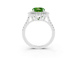 White gold Double Halo Round Cut Peridot Pavé Band with Four-Prong Setting_3