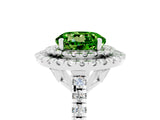 White gold Double Halo Round Cut Peridot Pavé Band with Four-Prong Setting_5