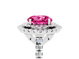 White gold Double Halo Round Cut Pink Sapphire Pavé Band with Four-Prong Setting_53