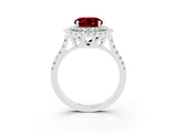 White gold Double Halo Round Cut Ruby Pavé Band with Four-Prong Setting_3