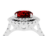 White gold Double Halo Round Cut Ruby Pavé Band with Four-Prong Setting_4