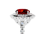 White gold Double Halo Round Cut Ruby Pavé Band with Four-Prong Setting_5