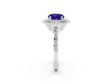 White gold Double Halo Round Cut Tanzanite Pavé Band with Four-Prong Setting_2