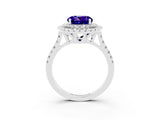 White gold Double Halo Round Cut Tanzanite Pavé Band with Four-Prong Setting_3