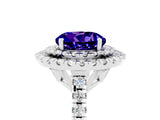 White gold Double Halo Round Cut Tanzanite Pavé Band with Four-Prong Setting_5