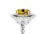 White gold Double Halo Round Cut Yellow Sapphire Pavé Band with Four-Prong Setting_29