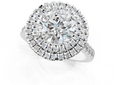 White gold Double Halo Round Diamond Pave Band with Four-Prong Setting_90