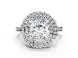 White gold Double Halo Round Diamond Pave Band with Four-Prong Setting_91