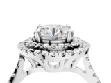 White gold Double Halo Round Diamond Pave Band with Four-Prong Setting_93