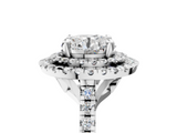 White gold Double Halo Round Diamond Pave Band with Four-Prong Setting_94
