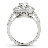 White gold Double Halo Round Diamond Pave Split Shank Prong Setting Ring 2