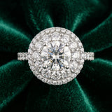 White gold Double Halo Round Diamond Pave Split Shank Prong Setting Ring_9