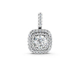White gold Double Halo Round Diamond Pendant with Pavé Setting and Prong Setting_6