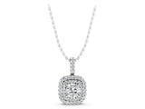 White gold Double Halo Round Diamond Pendant with Pavé Setting and Prong Setting_7