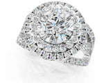 White gold Double Halo Round Diamond Split Shank Pave Set Ring_22