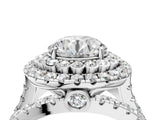 White gold Double Halo Round Diamond Split Shank Pave Set Ring_25