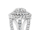 White gold Double Halo Round Diamond Split Shank Pave Set Ring_26