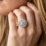 White gold Double Halo Round Diamond Split Shank Prong Setting Ring_26