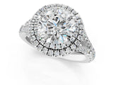 White gold Double Halo Round-Shaped Split Shank Diamond Ring with Prong Setting_21