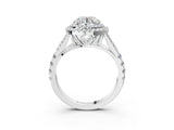 White gold Double Halo Round-Shaped Split Shank Diamond Ring with Prong Setting_23