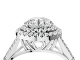 White gold Double Halo Round-Shaped Split Shank Diamond Ring with Prong Setting_24