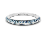 White gold Double Row Pavé Round Aquamarine Eternity Band with Channel Setting_30