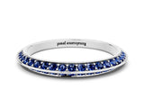 White gold Double Row Pavé Round Blue Sapphire Eternity Band with Channel Setting_13