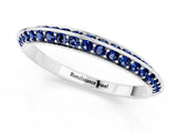 White gold Double Row Pavé Round Blue Sapphire Eternity Band with Channel Setting_13