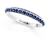 White gold Double Row Pavé Round Blue Sapphire Eternity Band with Channel Setting_7