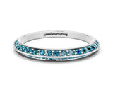 White gold Double Row Pavé Round Blue Topaz Eternity Band with Channel Setting_12
