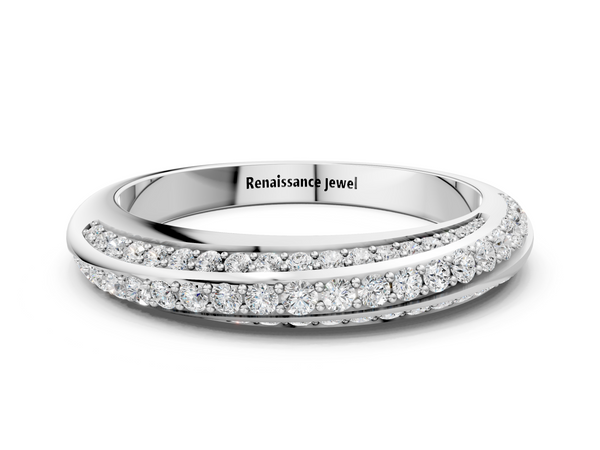 White gold Double Row Pavé Round Diamond Channel Set Band