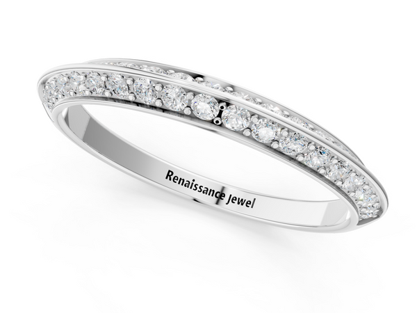 Platinum Double Row Pavé Round Diamond Eternity Band with Channel Setting