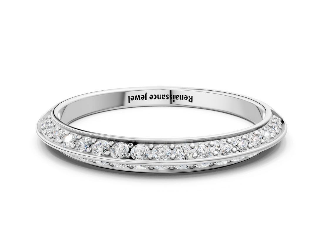 White gold Double Row Pavé Round Diamond Eternity Band with Channel Setting_114