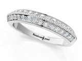White gold Double Row Pavé Round Diamond White Gold Band with Shared Prong Setting_30