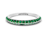 White gold Double Row Pavé Round Emerald Eternity Band with Channel Setting_18