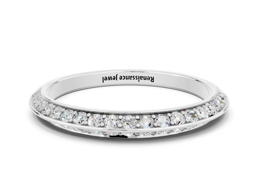 White gold Double Row Pavé Round Moissanite Eternity Band with Channel Setting_14