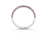 White gold Double Row Pavé Round Morganite Eternity Band with Channel Setting_33