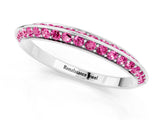White gold Double Row Pavé Round Pink Sapphire Eternity Band with Channel Setting_43